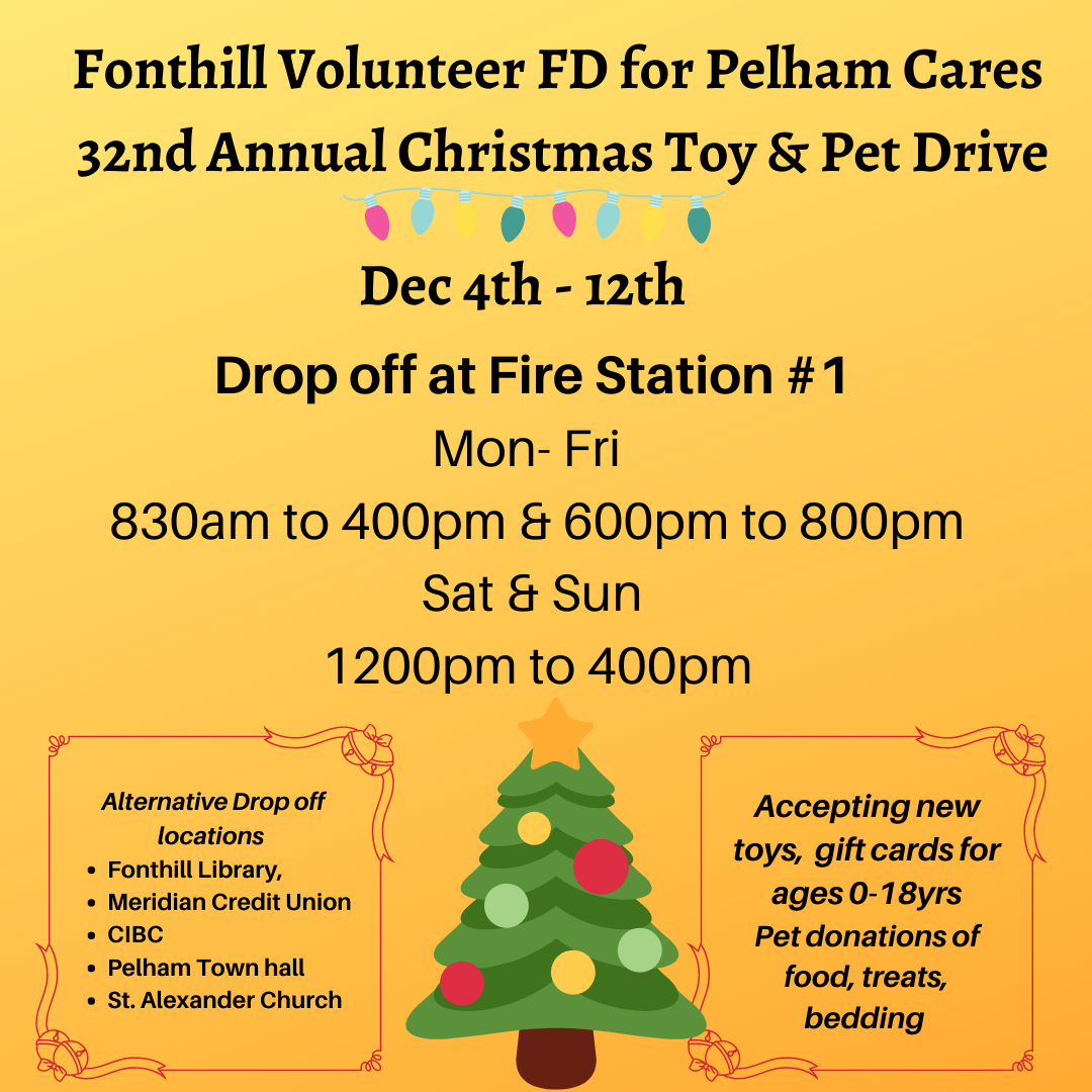 Fonthill Volunteer FD for Pelham Cares 32nd Annual Christmas Toy & Pet Drive – 2021