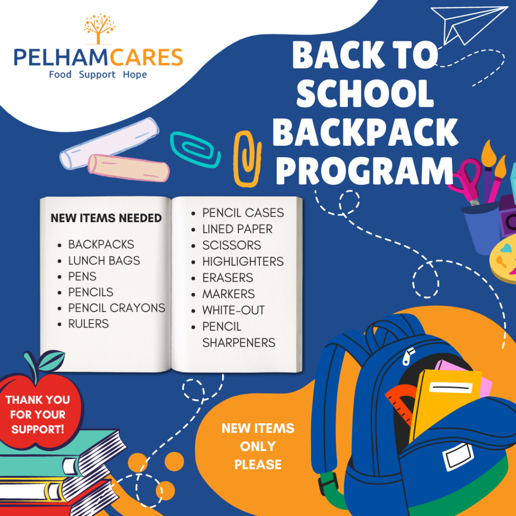 Through July and August we will be collecting “New” items for our “Back to School” program.